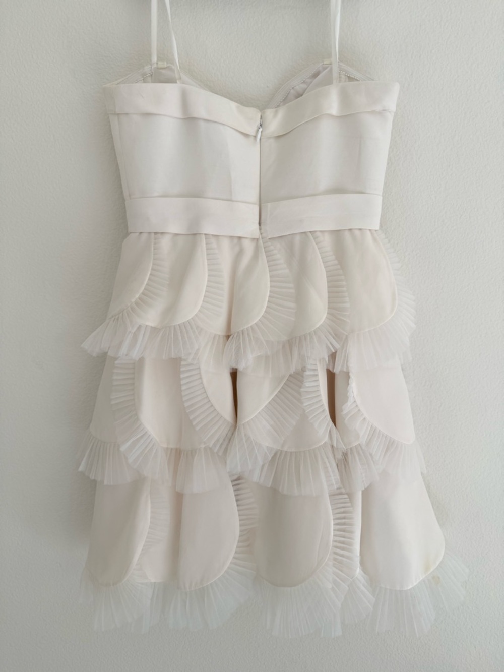 BCBG Max Azria white strapless sweetheart cocktail dress tiered ruffle bustier 4 - Picture 6 of 13